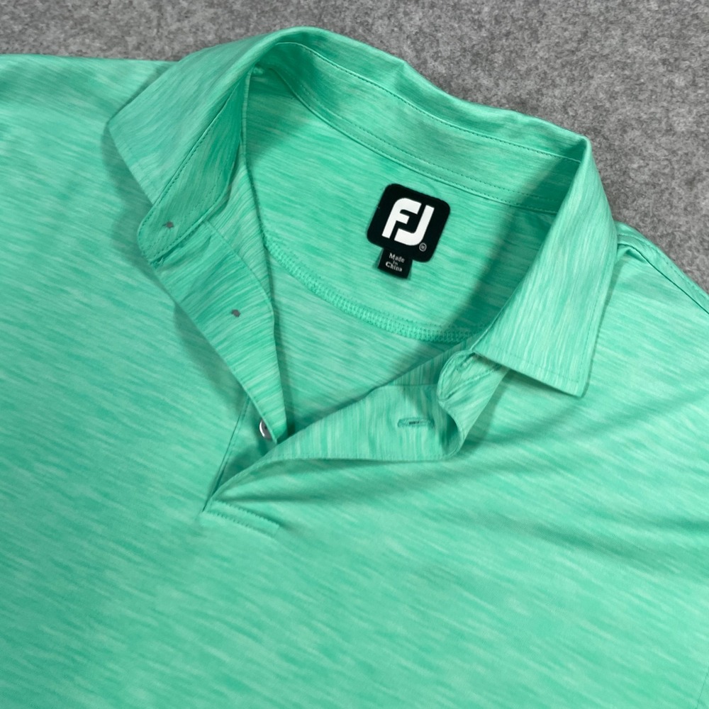 FootJoy Mens Polo Shirt Medium Green Space Dye Short Sleeve Stretch Golf